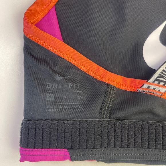 Nike Swoosh Women's Small Medium Support Color Block Sports Bra Black Pink - Picture 5 of 5